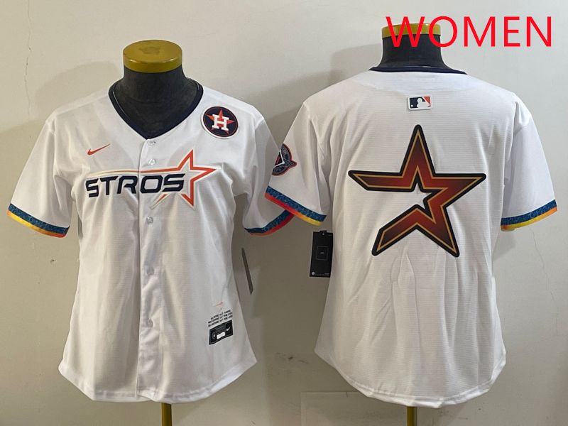 Women Houston Astros Blank White Fourth generation Joint Name 2025 Nike MLB Jersey style 11